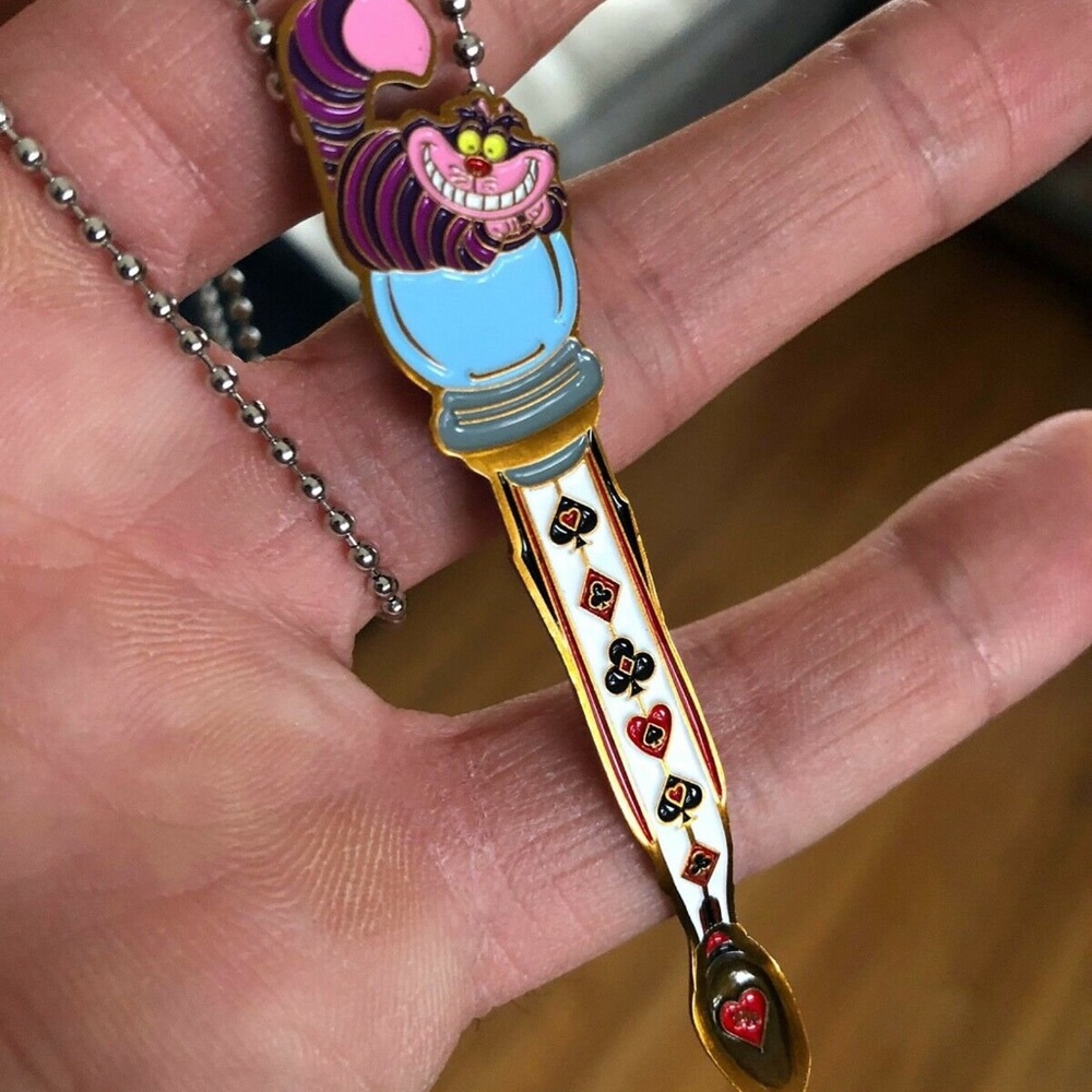 Mini Spoon Pendant Necklace The Tiny Mad Cat Inspired by Alice in Wonderland